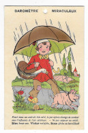 BAROMETRE MIRACULEUX, ILLUSTRATION, FILLE PARAPLUIE TENANT COCHON EN LAISSE, EMY - Mechanical