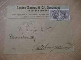 MARINHA GRANDE 1910 To Hamburg Germany Pair Stamp Cancel Santos Baroza Cover PORTUGAL - Brieven En Documenten