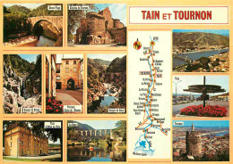 26 - Tain L'Hermitage - Tournon - Multivues - Carte Géographique - CPM - Flamme Postale - Voir Scans Recto-Verso - Autres & Non Classés