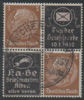 III REICH  / 1937 TAG DER BRIEFMARKE 4er BLOCK HINDENBURG MIT ÜBERDRUCK (ref 7204) - Plaatfouten & Curiosa