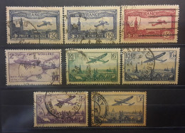 France Poste Aérienne 1930 - 1936 Airmail,  8 Timbres Yvert No 5,6,6a,7,8,9,10,12, Obl TB Cote 58 Euros - 1927-1959 Gebraucht