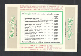 Buvard - Vloeipapier  MERFEN - ZYMA, N.V., NYON  - ZYMA-GALEN - BRUSSEL  (OD 058) - M