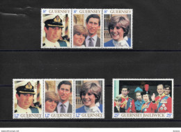 GUERNESEY 1981 Prince Charles Et Lady Diana, Mariage  Yvert 220-226, Michel 225-231 NEUF** MNH Cote 7 Euros - Guernesey