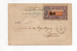 !!! COTE DES SOMALIS, N°23a SEUL SUR CPA DE DJIBOUTI DE 1902 POUR LYON, CACHET MARITIME - Lettres & Documents