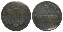 Genf 5 Centimes 1847 , Gebogen  /2381 - Monedas Cantonales