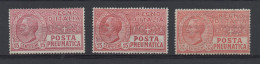 Regno 1927-28 - Posta Pneumatica - Nuovi Con Traccia Linguella - MH* - Poste Pneumatique