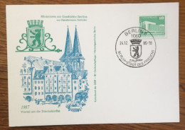 DDR, Ganzsache , Sonderstempel  750 Jahre Berliner , Nikolaikirche, 1986 - Postkaarten - Gebruikt