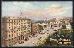 Artista-Cartolina Genova, Hotel Des Princes Fürstenhof, Strassenbahnen  - Genova (Genoa)