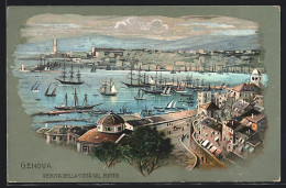 Lithographie Genova, Veduta Della Città Col Porto  - Genova (Genoa)