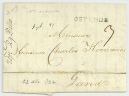 OSTENDE 1792 Pour Gand Gent - 1790-1794 (Révol. Autrich. Et Invas. Franç.)