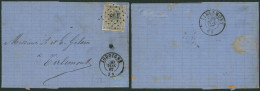 émission 1865 - N°17 Sur LAC Obl Pt 198 (LP 198) "Jodoigne" > Tirlemont (AD) - 1865-1866 Profilo Sinistro