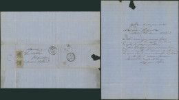 émission 1865 - N°17 En Paire Sur LAC Obl Pt 206 (LP 206, Manusc. Alken) "Landen" > Braine-l'alleud // (AD) - 1865-1866 Profilo Sinistro