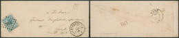 émission 1865 - N°18 Sur Env. Obl Pt 216 (LP 216) "Lichtervelde" + Boite Rurale "D" (Swevezeele) > Gent // (AD) - 1865-1866 Profile Left