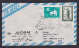 Flugpost Brief Air Mail Argentinien Alitalia Nach Jena DDR Schöner Beleg Via Rom - Cartas