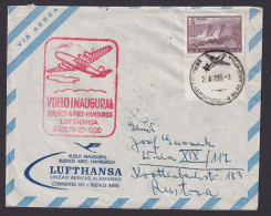 Flugpost Brief Air Mail Argentinien Lufthansa 627 Mit Gezähntem Leerfeld 1956 - Storia Postale