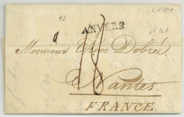 ANVERS Nov 1814 Pour Nantes Dobree - 1814-1815 (Generaal Gouv. België)