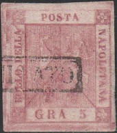 19 - Napoli - 1858 - 5 Gr. Rosa Carminio Rosa N. 9 II Tavola. Cat. € 350,00. SPL - Naples