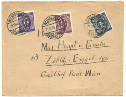 Germany Allied Occ. Regular Numbers Pf.15 Brown/lilac + Pf.6+pf.4 Cover Wuppertal 27dec1946 X Wien - Brieven En Documenten