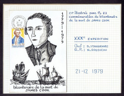 30e Expédition - CP Illustrée Bicentenaire De La Mort De JAMES COOK - Cartas & Documentos