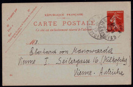 CARTE POSTALE - Rèpublique Francaise Mit Eingedruckter Marke Von Belleone Am 10.Sept. 1913 Nach Wien - Autres & Non Classés