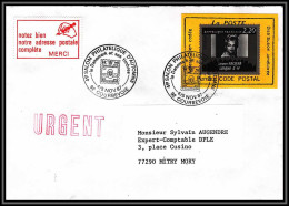 71824 Porte Timbres Courbevoie Cinema 1987 Pensez Code Postal Lettre Cover France - 1961-....
