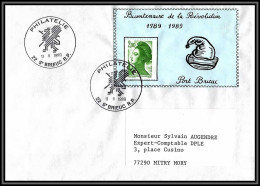 73498 Porte Timbres Bicentenaire De La Révolution Port Brieuc Côtes-d'armor Bretagne 1989 Liberté 2487 Roulette Lettre  - Revolución Francesa