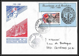 73443 Porte Timbres Bicentenaire De La Révolution Paris Tour Eiffel 1989 Lettre Cover France  - Rivoluzione Francese