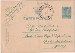 * ROMANIA > 1941 POSTAL HISTORY > 4 Lei Stationary Card To Militery Post No 176 - Briefe U. Dokumente