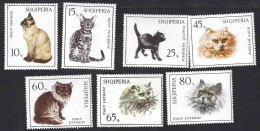 Albania, Albanie 1966; Serie Completa 7 Valori Con GATTO, Complete Series 7 Values With CAT. - Katten