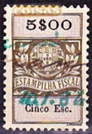 Fiscal/ Revenue, Portugal - Estampilha Fiscal -|- Série De 1929 - 5$00 - Usado