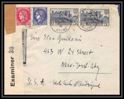 3717 Lettre France Guerre 1939/1945 Carcassonne Censure Lyon Pour New York Usa 1941 - WW II