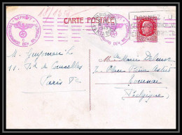 5958 Entier Postal Stationery Guerre War 1939/1945 Pétain Censuré Paris Pour Tournai Belgique (Belgium) 1943 - Standard- Und TSC-AK (vor 1995)