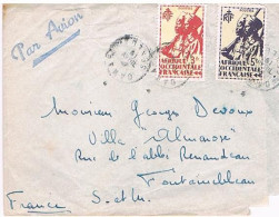 AOF - DAKAR - 2 Plis Tirailleur  Sur Lettre AVION - 3 Et 5 Frs - Cachet Manuel & BT Visite Président Républ - 1947   336 - Posta Aerea