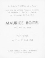 MAURICE BOITEL à La Galerie FORMES Et STYLES 1960 - Programma's