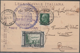 72 - Italia - 29.05.1933 Volo Circolare Su Roma. Cartolina Della Lega Navale, Affrancata Con L. 3 Zeppelin + C. 25 Imper - Marcofilía (Zeppelin)