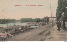 R13-92) ASNIERES - LA SEINE & L' ILE DES RAVAGEURS - (ANIMEE - PROMENEUR - PENICHES - 2 SCANS) - Asnieres Sur Seine