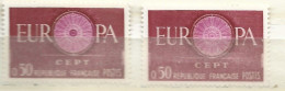 FRANCE N°  1267 0.50 ROUGE EUROPA CENTRE DE LA ROSACE ROSE PALE NEUF SANS CHARNIERE - Neufs