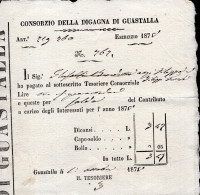 Regno D'Italia - 1875 - Ricevuta Esattoriale (digagna Guastalla) Con Marca Da Bollo Al Verso - Fiscaux