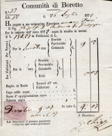 Regno D'Italia - 1872 - Ricevuta Esattoriale (Boretto) Con Marca Da Bollo - Revenue Stamps
