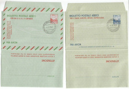 Italia Areogrammi Biglietto Postale Aereo # 1/2 Nuovi L.60 E L.120 - Con Annullo Filatelico Roma 9ott1957 - Correo Aéreo