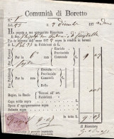 Regno D'Italia - 1872 - Ricevuta Esattoriale (Boretto) Con Marca Da Bollo - Revenue Stamps