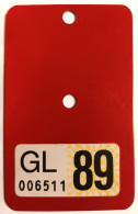 Velonummer Glarus GL 89, Velovignette GL 1989, ERSTE VIGNETTE GL ! - Number Plates