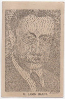 4V5Hy   RARE Portrait De Léon Blum Fait Uniquement De Mots Et De Phrases A. Essaulor Ou Essaulov - Politicians & Soldiers