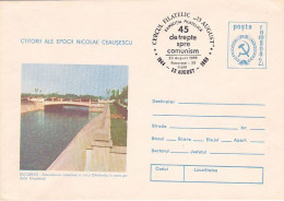 BUCHAREST GROZAVESTI BRIDGE, DAMBOVITA RIVER BANKS, COVER STATIONERY, 1989, ROMANIA - Interi Postali