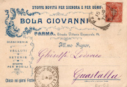 Regno D'Italia (1900) - Ditta Bola Giovanni - Cartolina Da Parma Per Guastalla - Marcophilia