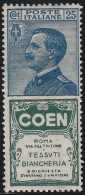 119 - Italia Regno - Pubblicitari 1924/25 - 25 C. Coen N. 5. Cert. Todisco. Cat. € 1250,00. .MNH - Publicidad