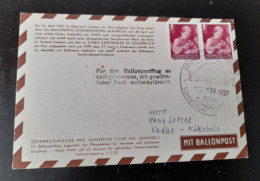 Liechtenstein 1957 Carte Par Ballon En Autriche Avec Cachet Arrivée Trop Tard Pour Le Vol - Storia Postale