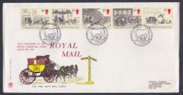 GB Great Britain 1984 Private FDC Bicentenary Mail Coach Run, Stage, Horse, Horses, Carriage, Cattle, First Day Cover - Cartas & Documentos