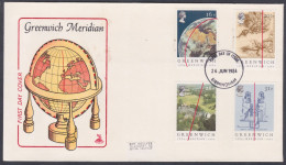 GB Great Britain 1984 Private FDC Greenwich Meridian, Telescope, Globe, Planet Earth, Map, Observatory, First Day Cover - Covers & Documents