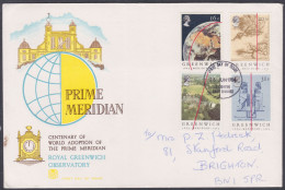 GB Great Britain 1984 Private FDC Greenwich Meridian, Telescope, Globe, Planet Earth, Map, Observatory, First Day Cover - Brieven En Documenten